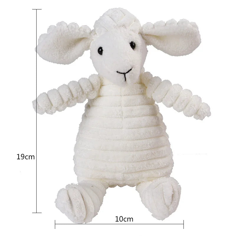 Juguete de pana con forma de animal para perros. Resistente a mordidas y con sonido.