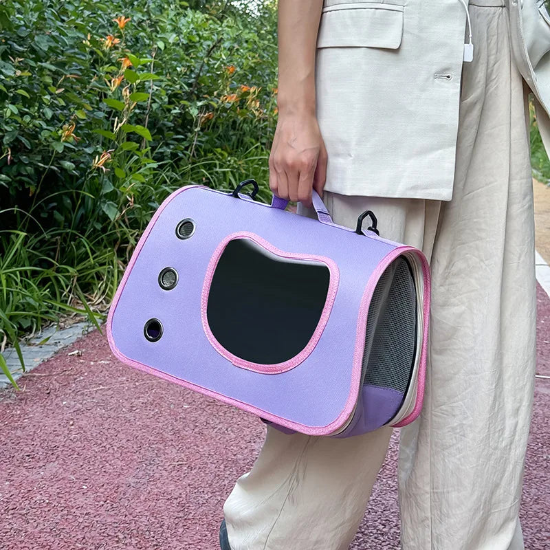 Bolsa transportadora portátil y plegable para mascotas pequeñas, con ventilación.