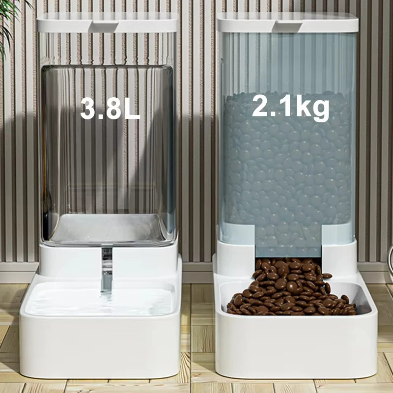 Comedero y bebedero automático de gran capacidad para perros y gatos.