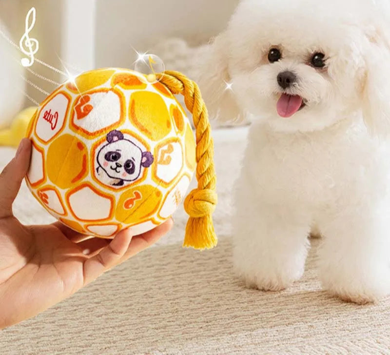 Juguete de pelota para perros, resistente a mordidas. Ideal para limpiar dientes y con sonido.