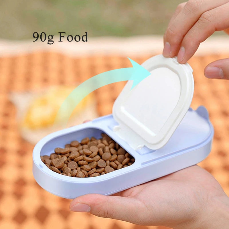 Botella de agua y comida 2 en 1 para perros y gatos.