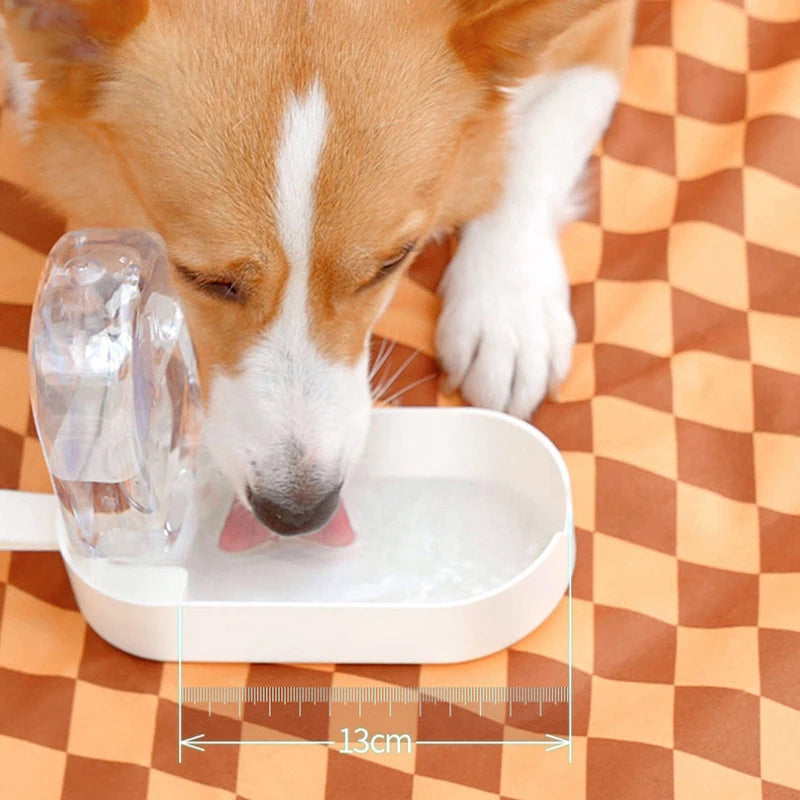 Botella de agua y comida 2 en 1 para perros y gatos.