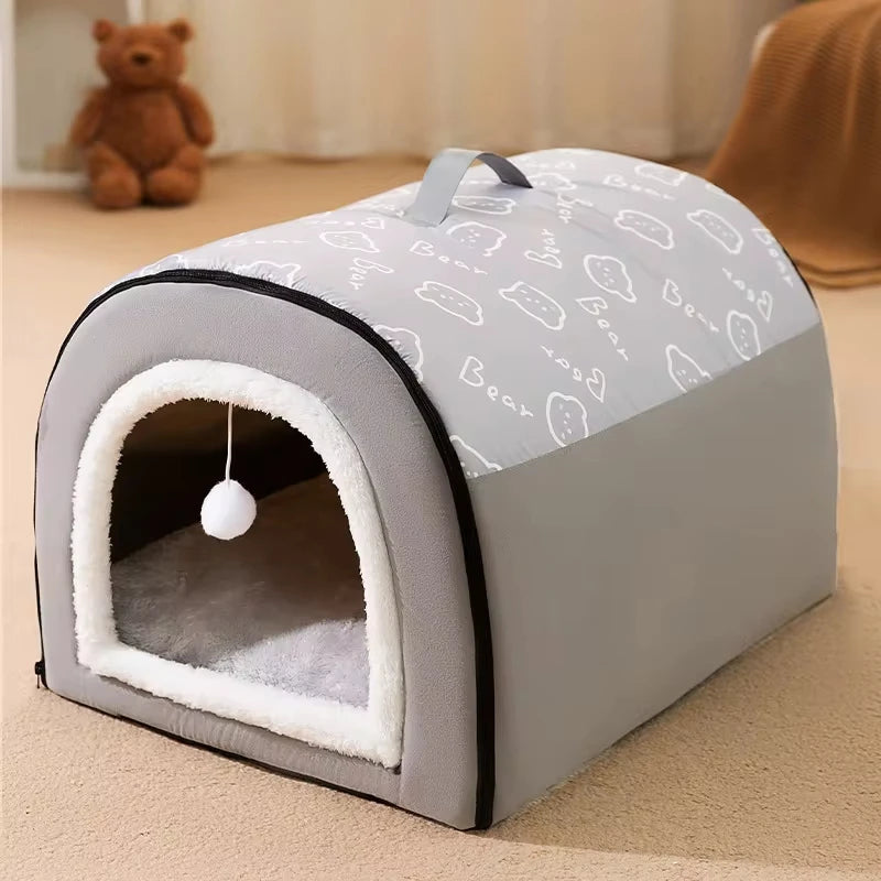 Cama nido desmontable para mascotas, cálida y cómoda para perros y gatos.