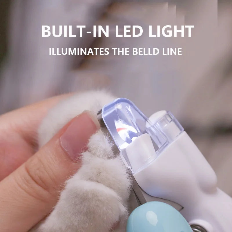 Cortauñas profesional para mascotas con luz LED. Seguro, preciso y fácil de usar para perros y gatos.