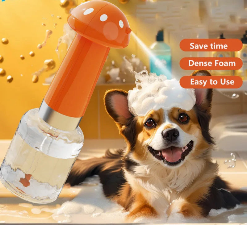 Dispensador automático de espuma para ducha de mascotas. Carga USB. Bañar a tu perro ahora es más fácil