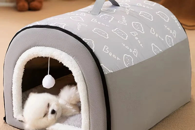 Cama nido desmontable para mascotas, cálida y cómoda para perros y gatos.