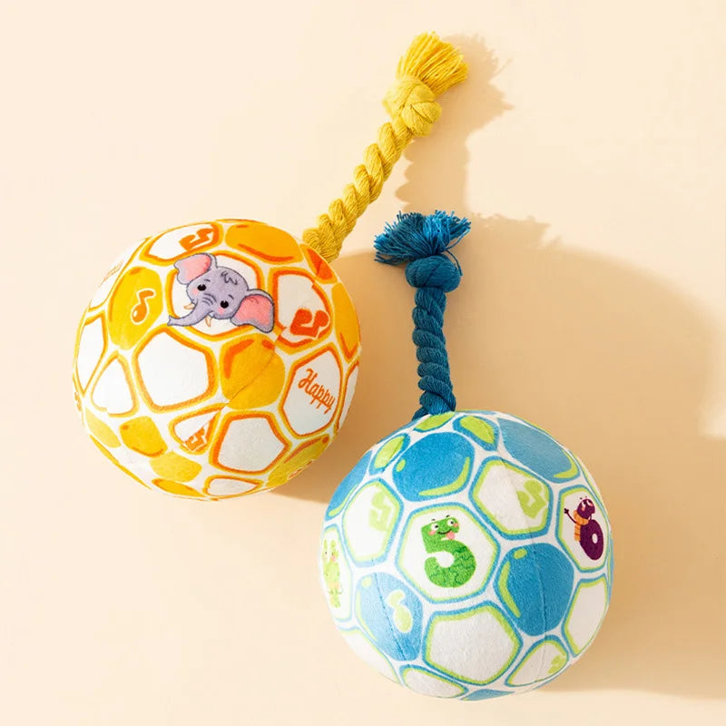 Juguete de pelota para perros, resistente a mordidas. Ideal para limpiar dientes y con sonido.