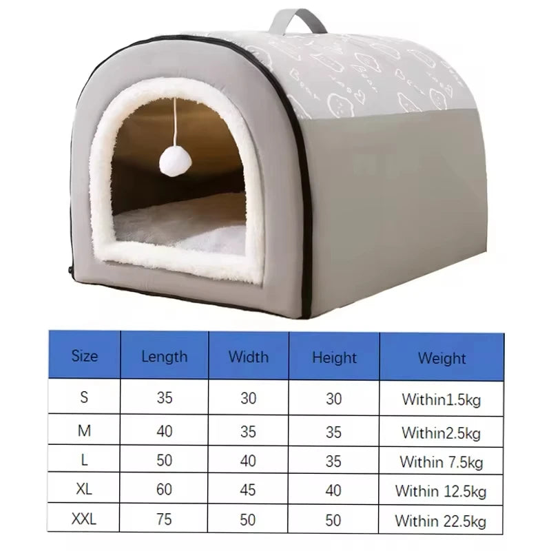 Cama nido desmontable para mascotas, cálida y cómoda para perros y gatos.