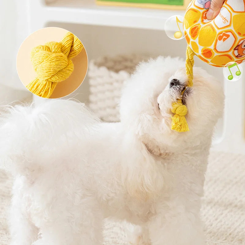 Juguete de pelota para perros, resistente a mordidas. Ideal para limpiar dientes y con sonido.