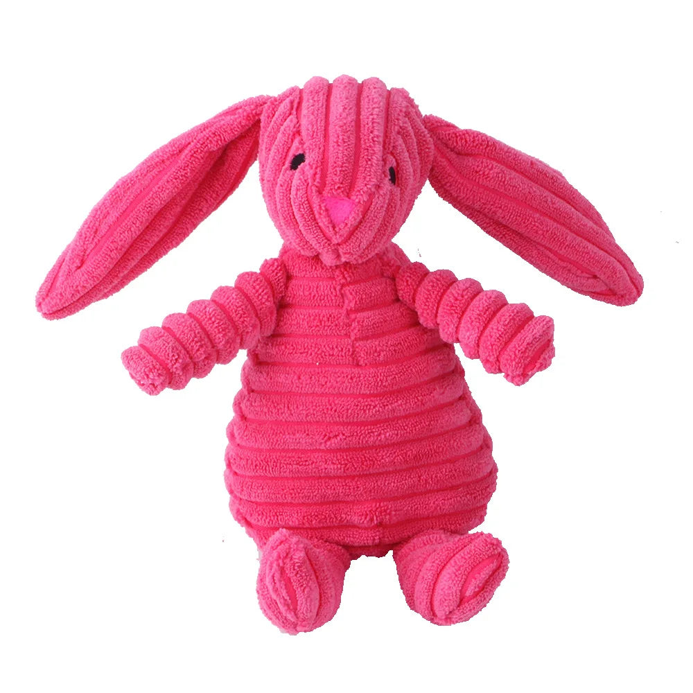 Juguete de pana con forma de animal para perros. Resistente a mordidas y con sonido.