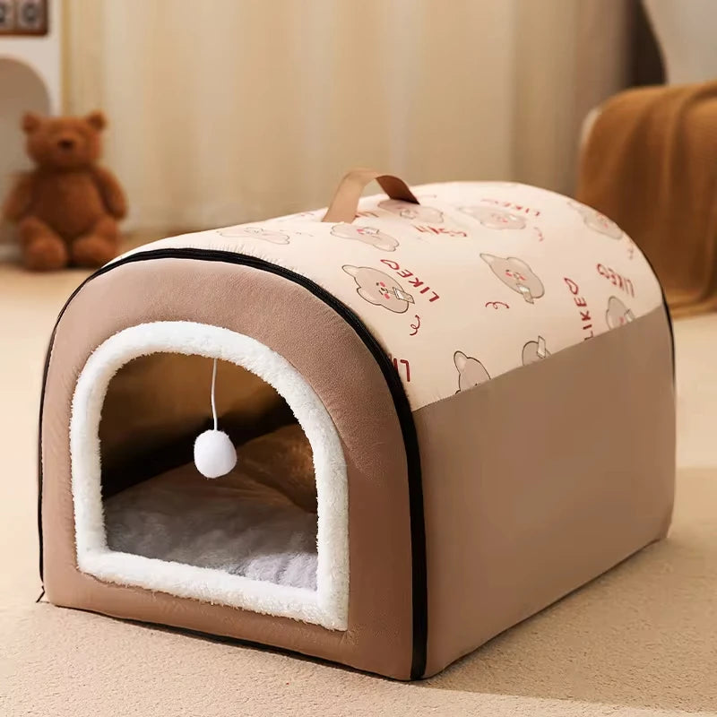 Cama nido desmontable para mascotas, cálida y cómoda para perros y gatos.