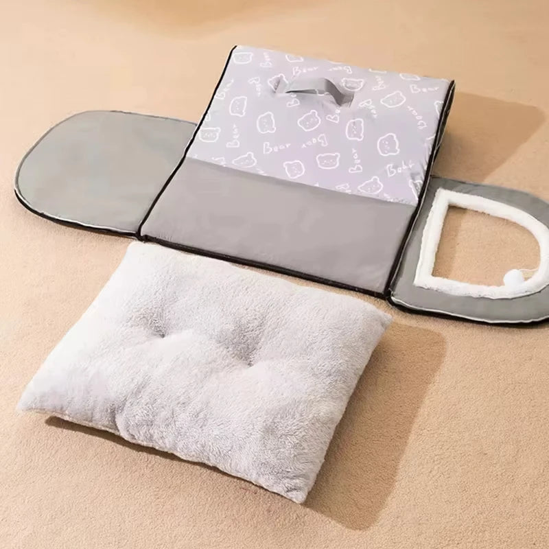 Cama nido desmontable para mascotas, cálida y cómoda para perros y gatos.